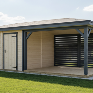 Holzgartenhaus mit Carport 3 × 6 m